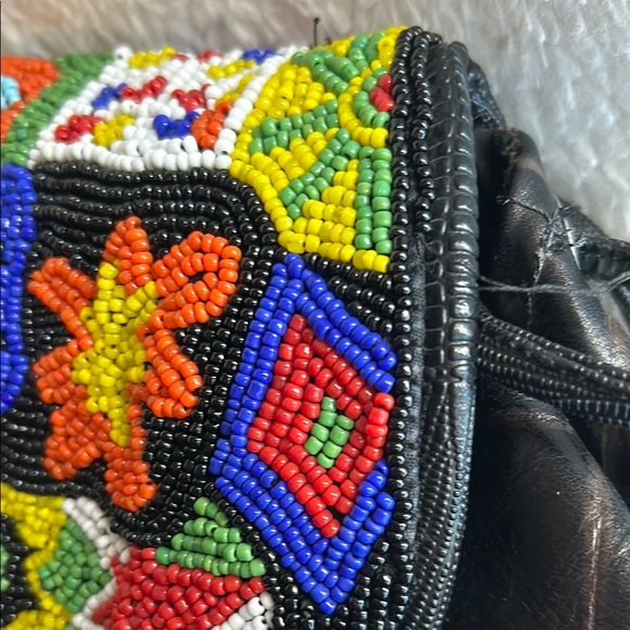 Vintage Claudia Beaded Black Leather Women's Bag - Picture 11 of 15